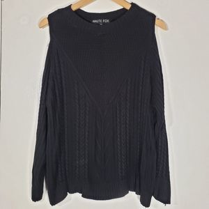 Haute Fox Black Knit Cold Shoulder Sweater Size 2X